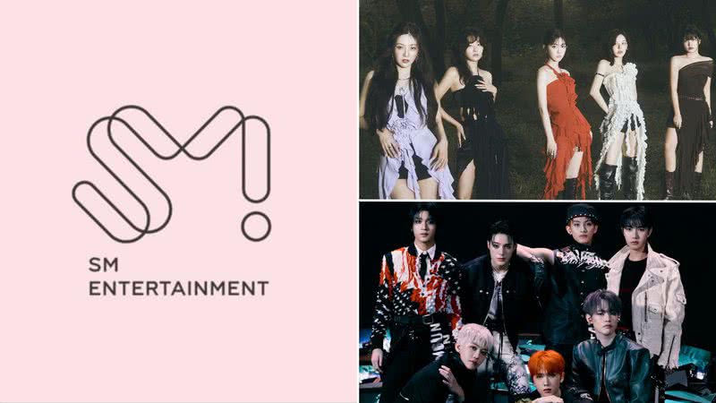 Logo da SM Entertainment e integrantes do Red Velvet e NCT DREAM - Divulgação/SM Entertainment